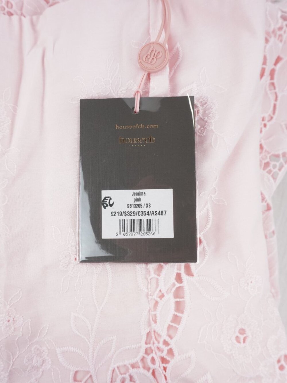 House Of CB Jemima Pink Strapless Cut Out Broderie Anglaise Mini Dress - Size XS - Picture 10 of 12